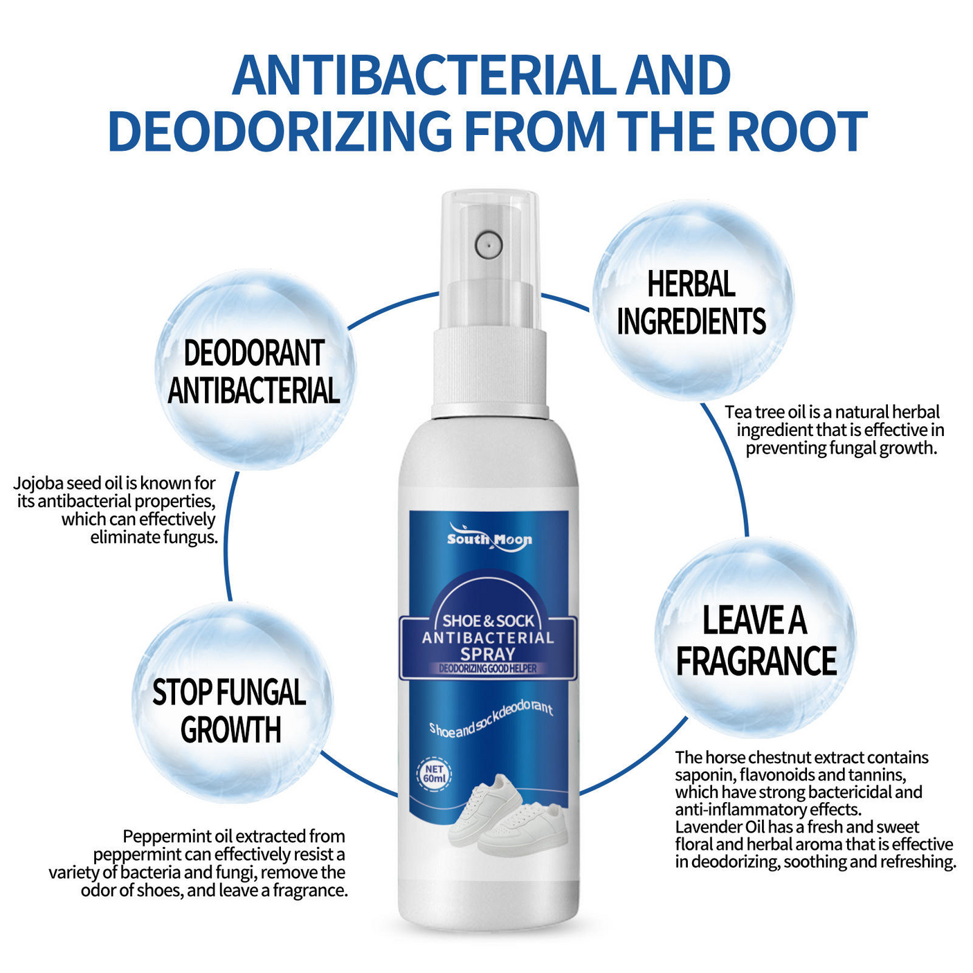 South Moon Shoe & Socks Antibacterial Spray - 60ml