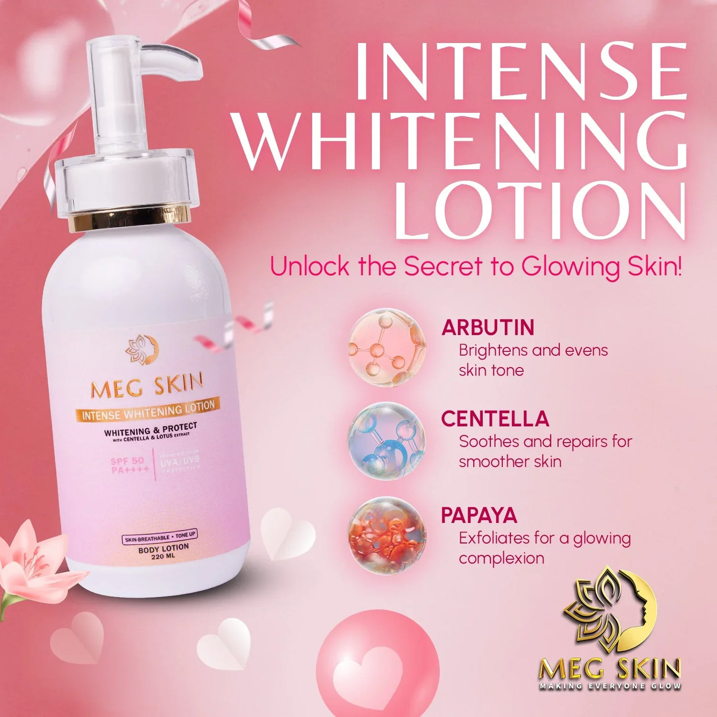 MEG SKIN Intense Brightening Lotion SPF50 - 220ml