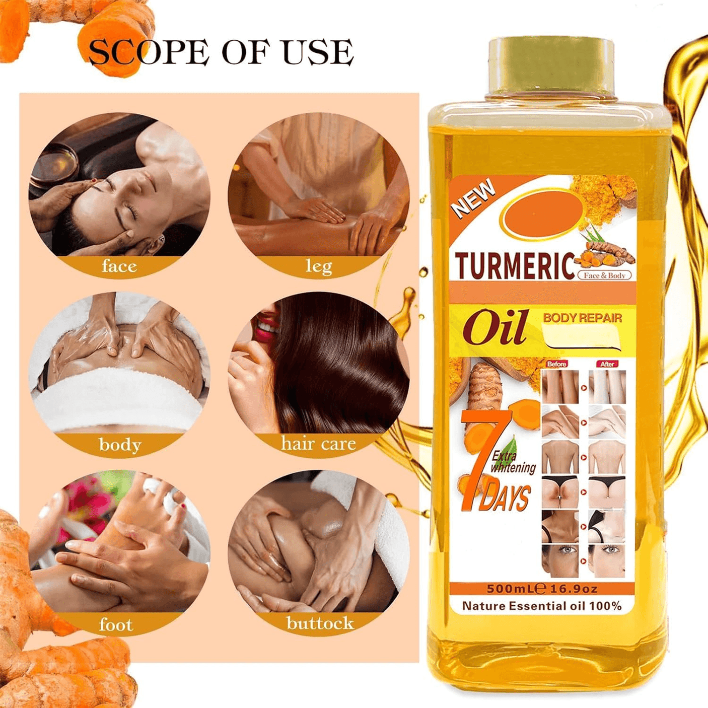 Veet Gold Turmeric Super Brightening Body Repair Oil - 500ml
