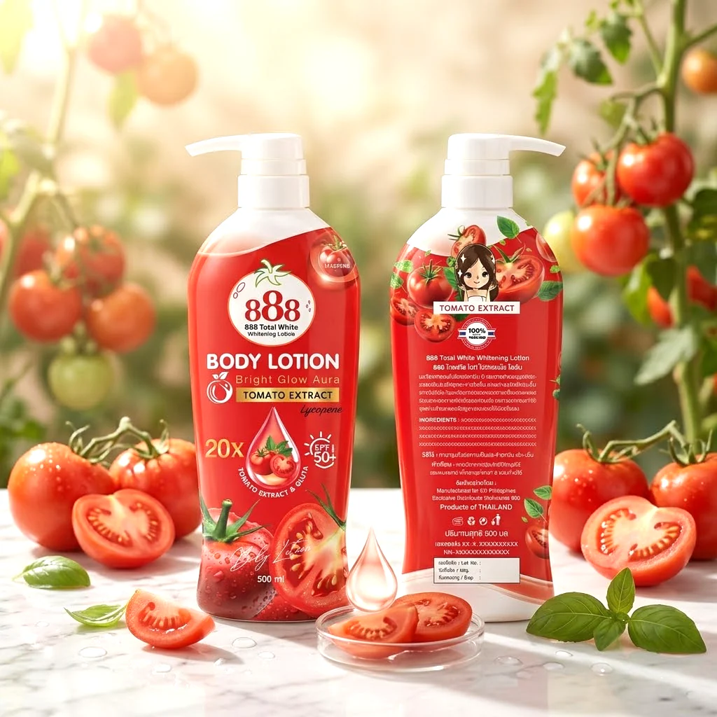 لوشن الجسم 888 Total White بخلاصة الطماطم ومعامل حماية SPF50+ - 500 مل