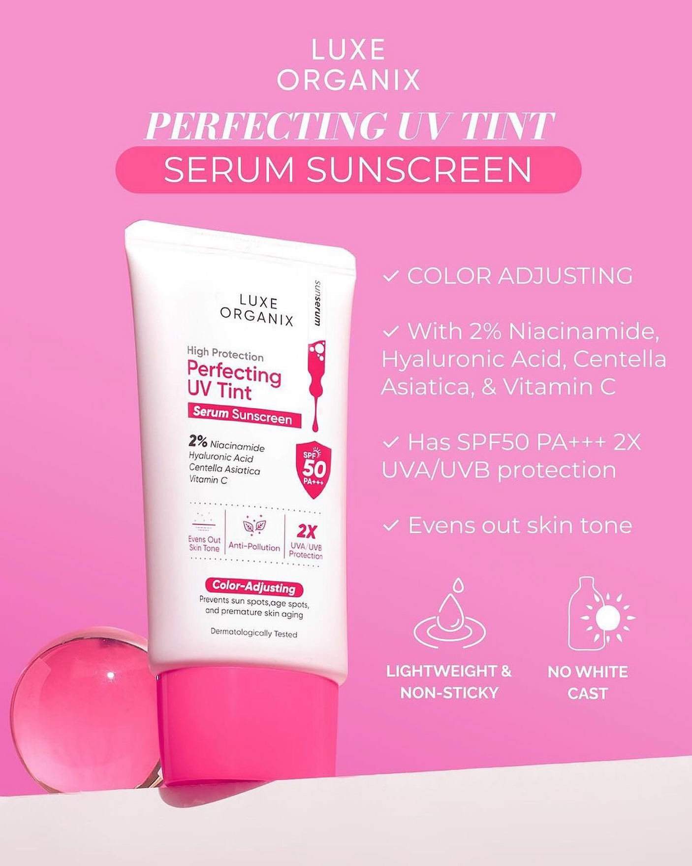 Luxe Organix Perfecting UV Tint Serum Sunscreen - 40g