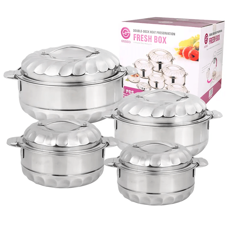 Double-Deck Heat Preservation Fresh Box Food Container Pot Set - 4Pcs