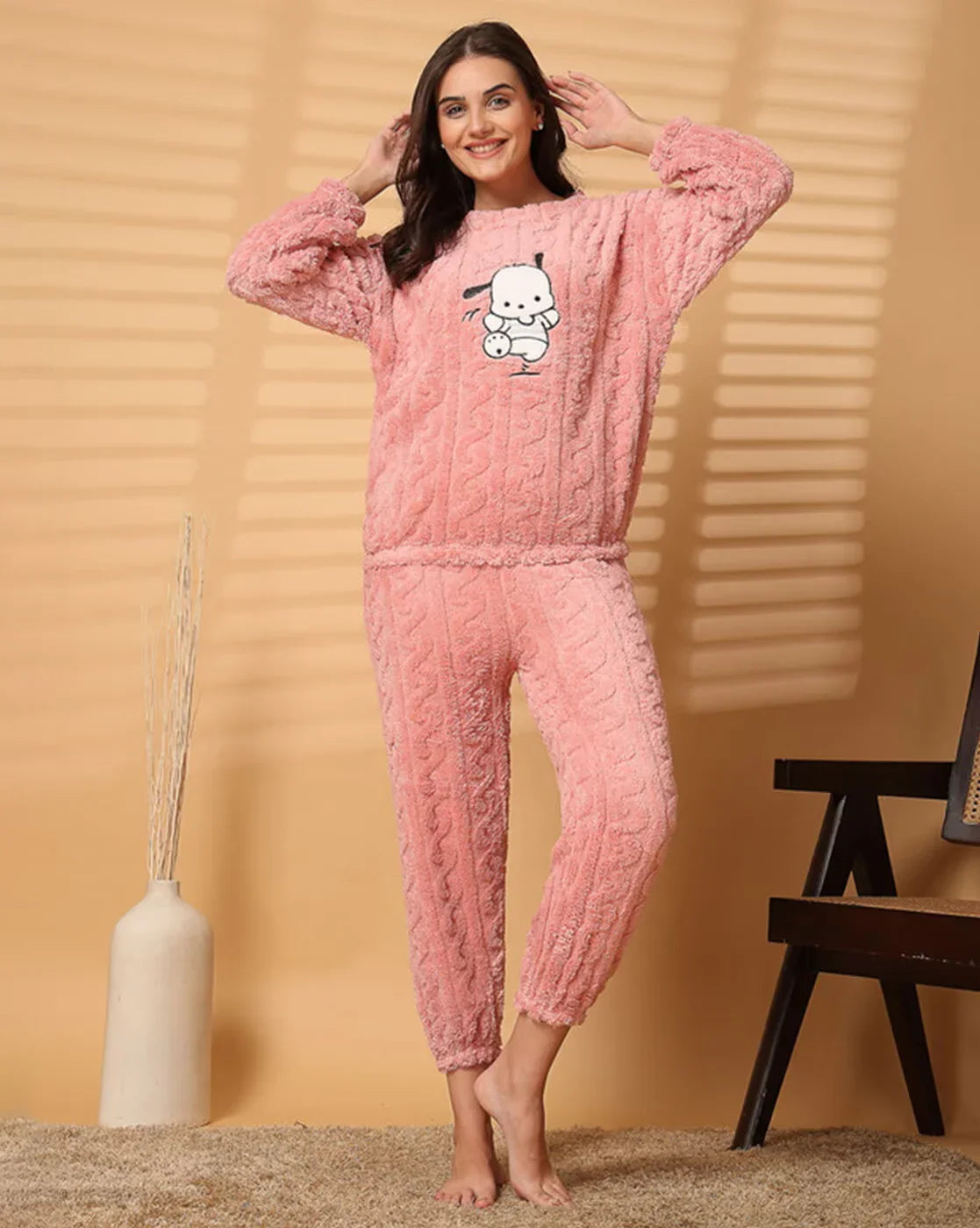 Women's Warm & Fuzzy Knitted Pajama Set