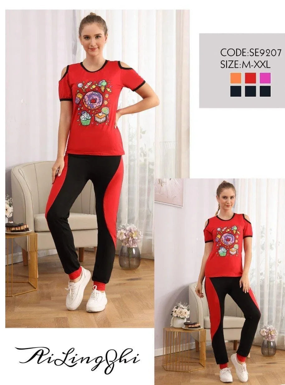 Women's Trendy Design Night Dress 2Pcs Set - SE9207