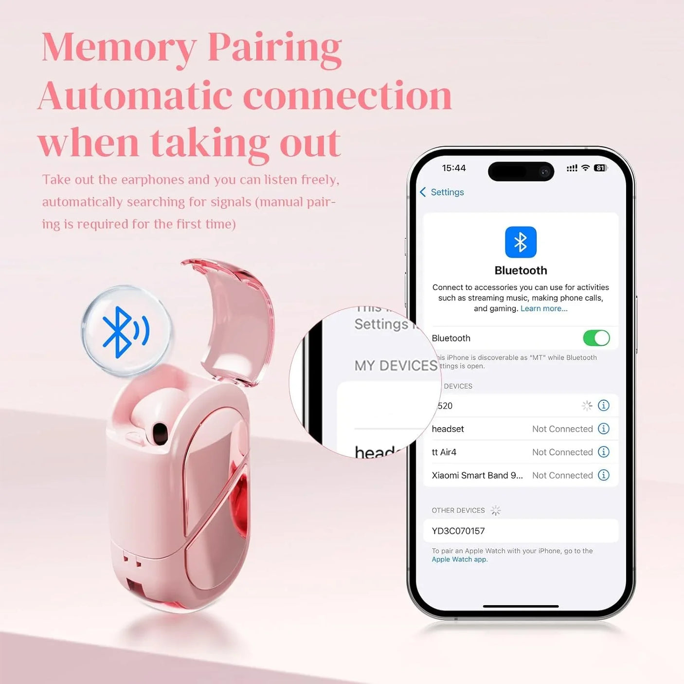Love Heart Design Wireless Earbuds - 01