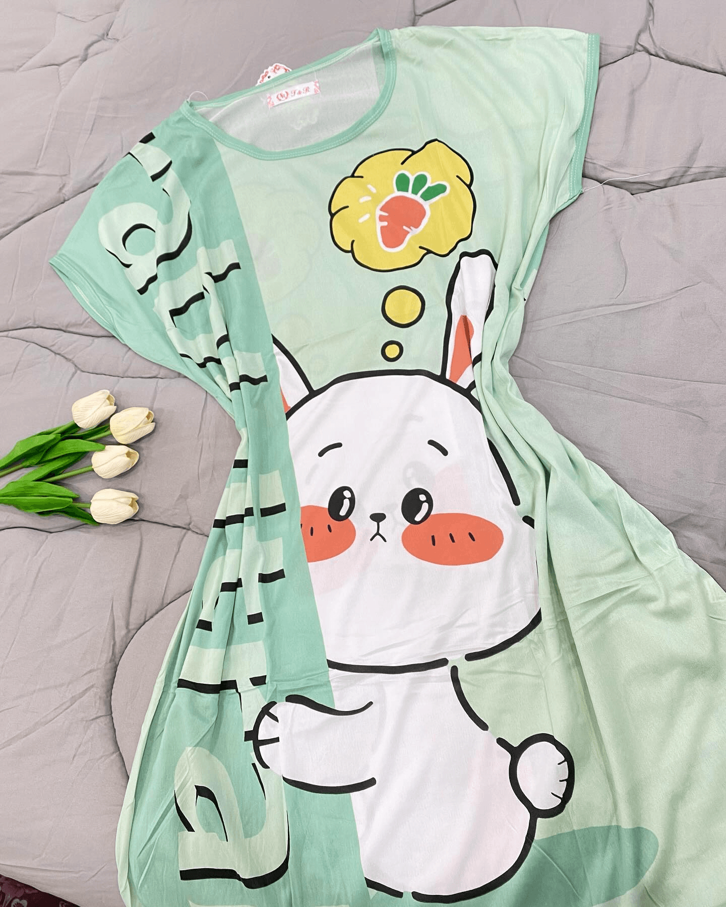 Short Sleeved Nightgown Loose Casual Sleepwear - N756