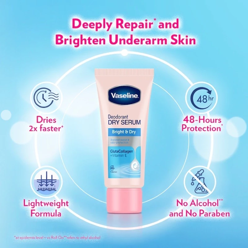 Vaseline Glutaglow Bright & Dry Collagen Serum Deodorant - 45ml