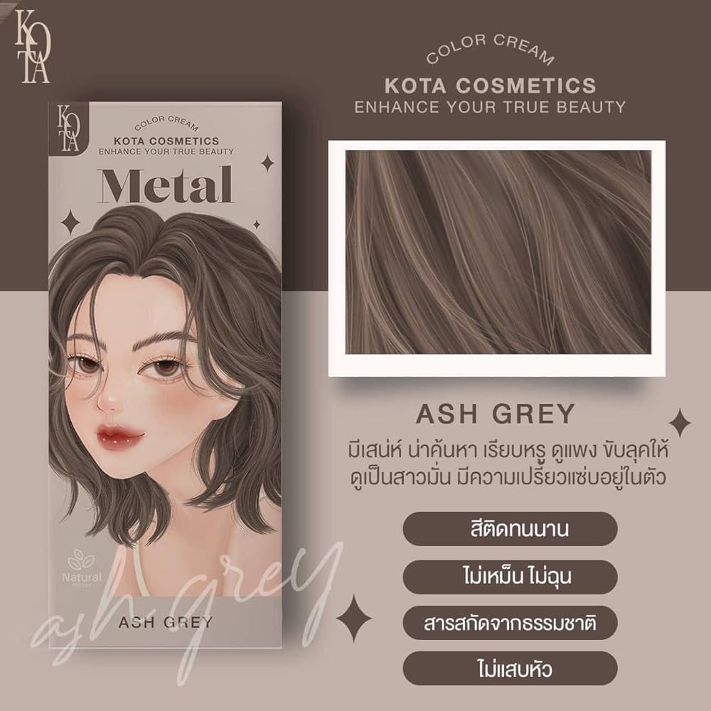 Kota Cosmetics Metal Thailand Hair Color Ash Grey - 100ml + 100ml