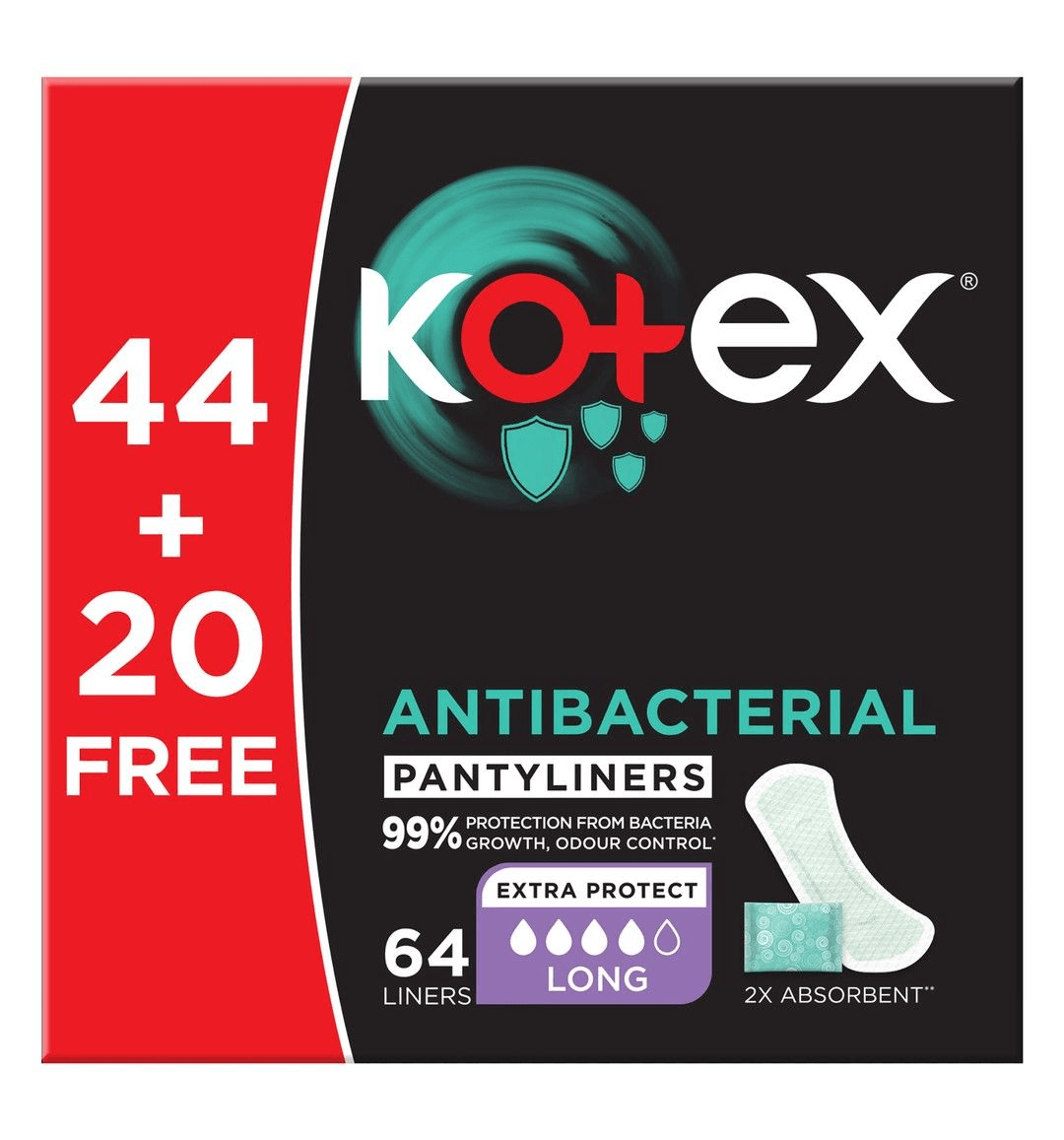 Kotex Antibacterial Pantyliners - 64 Liners