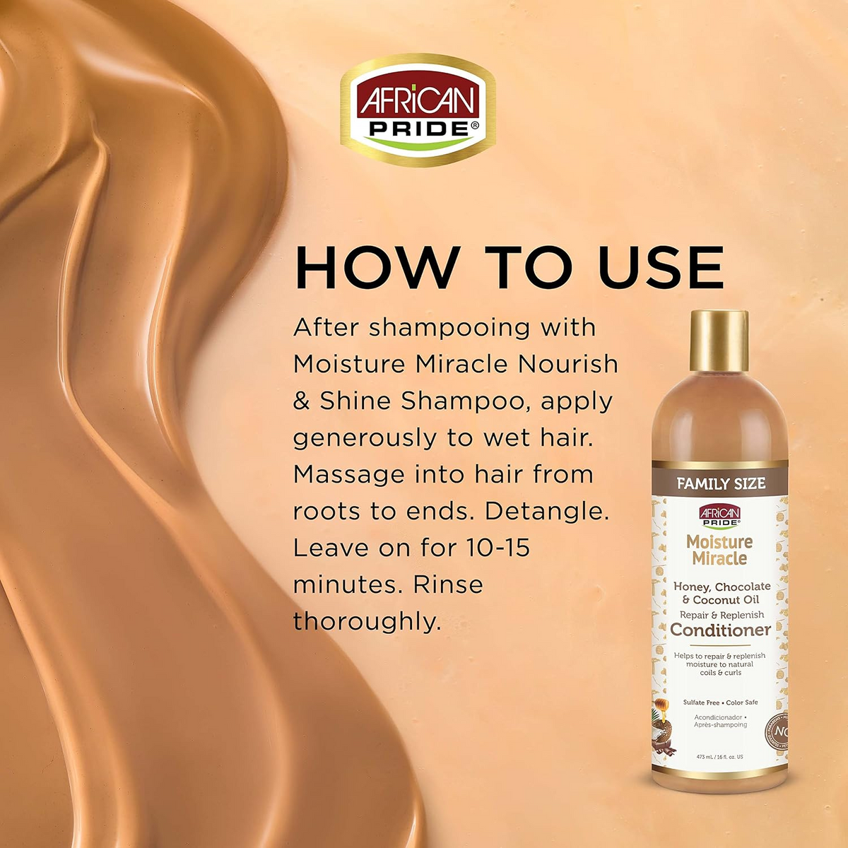 African Pride Moisture Miracle Honey Chocolate & Coconut Oil Conditioner - 473ml