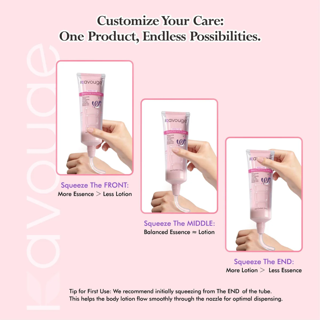 Kavouge Double Tube 2 In 1 Brightening Body Serum & Lotion - 200g