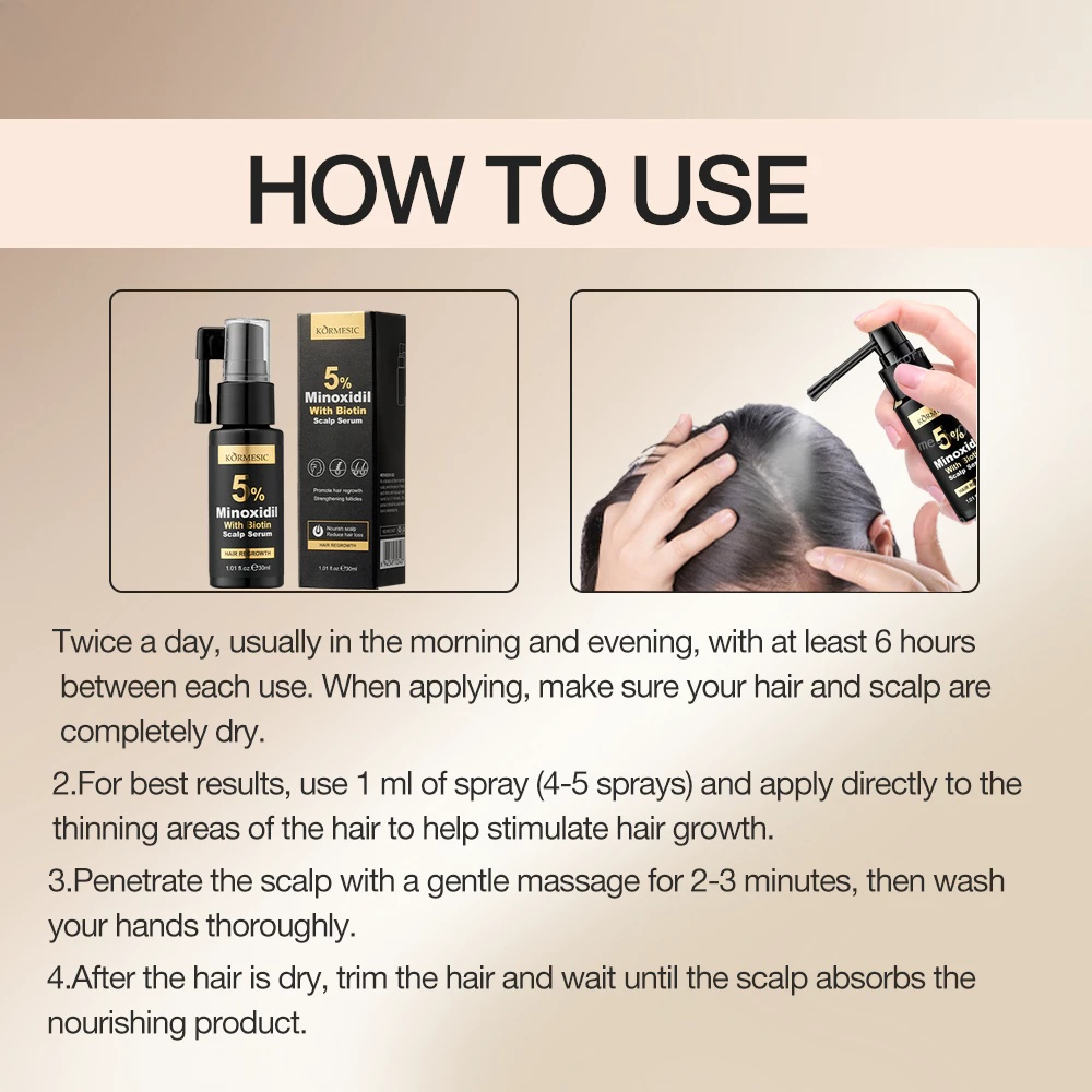 Kormesic 5% Minoxidil With Biotin Hair Regrowth Serum - 30ml