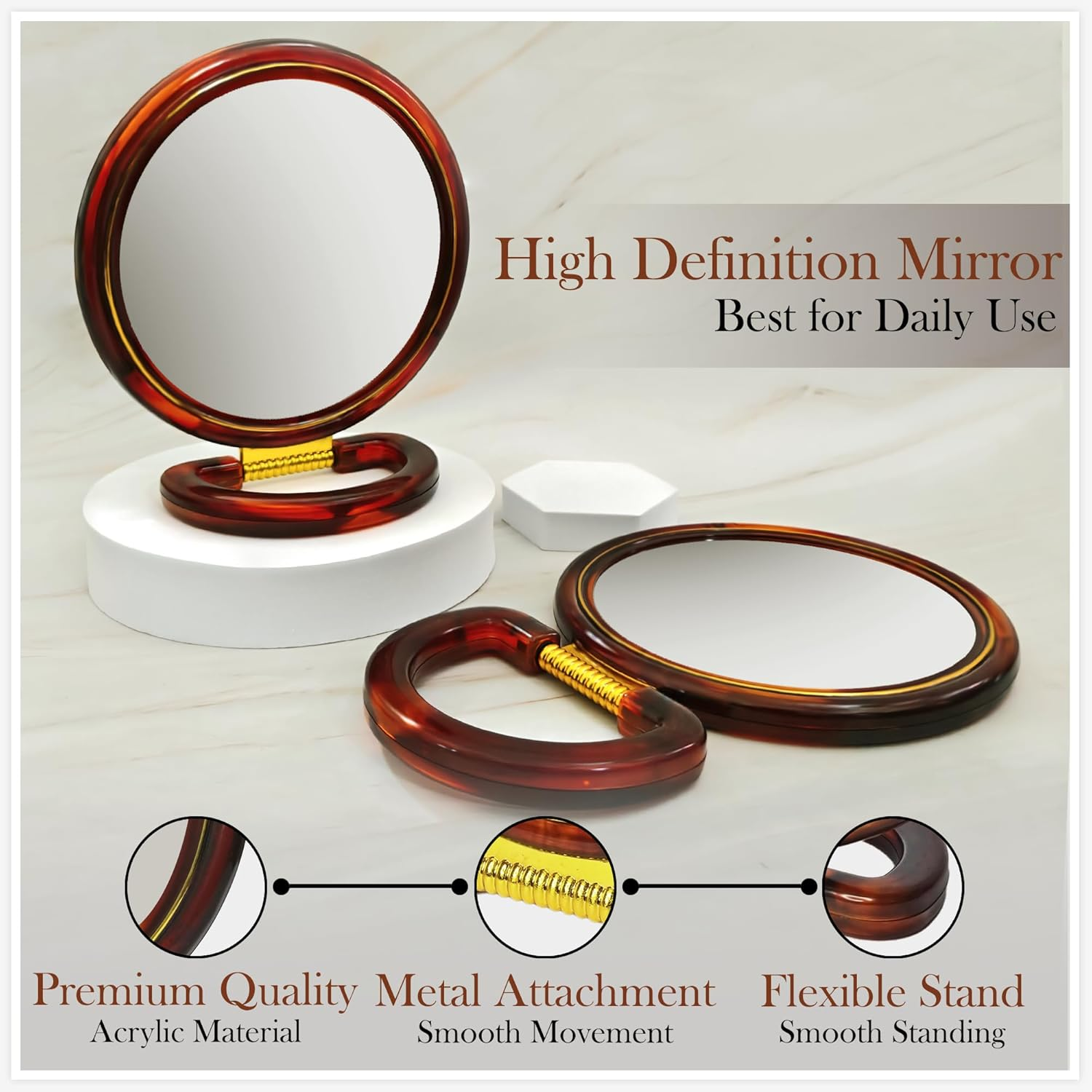 Mirror Double Sided Small Size Hand Mirror - 430-4