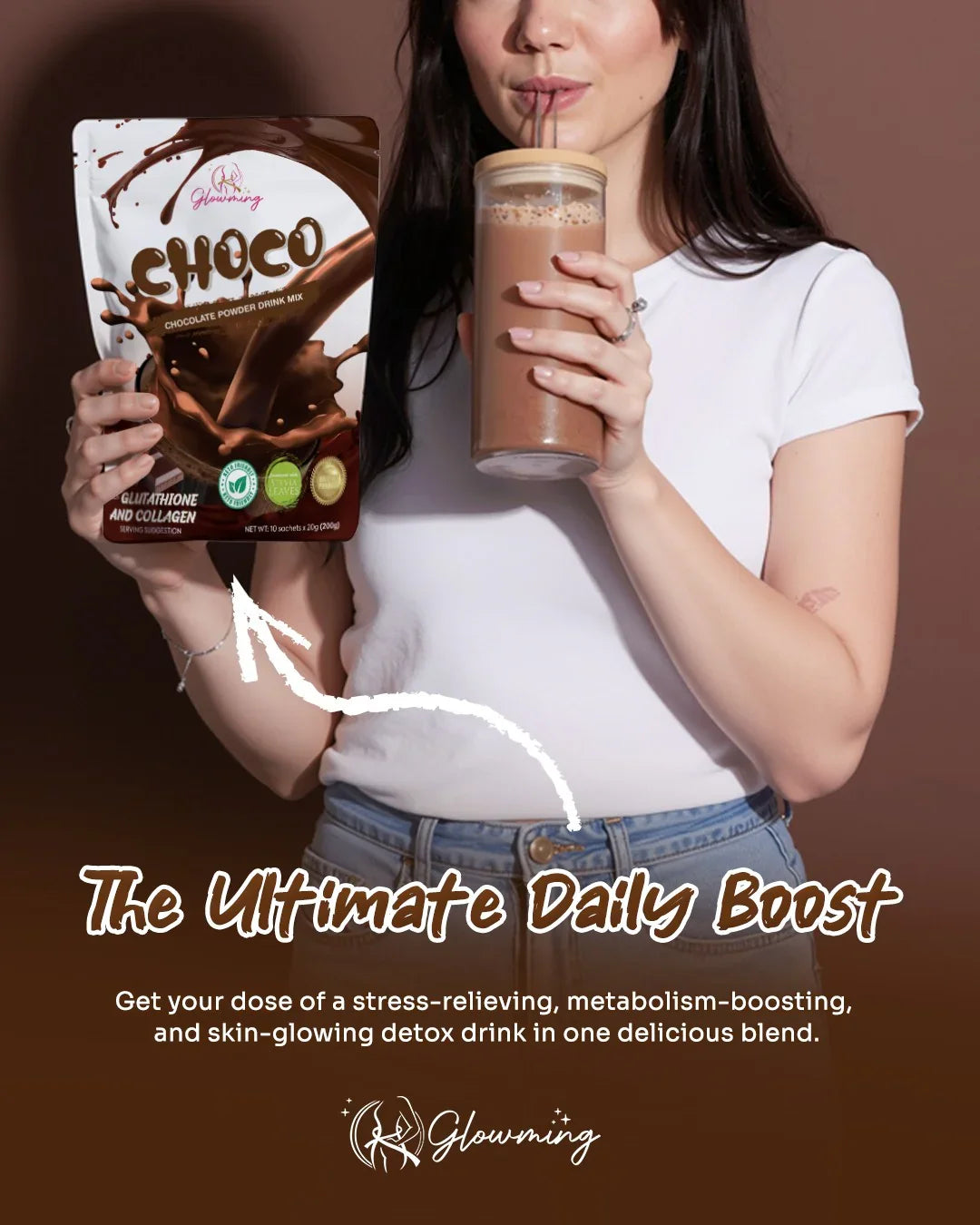 Glowming Choco Powder Drink Mix - 10 Sachets x 20g