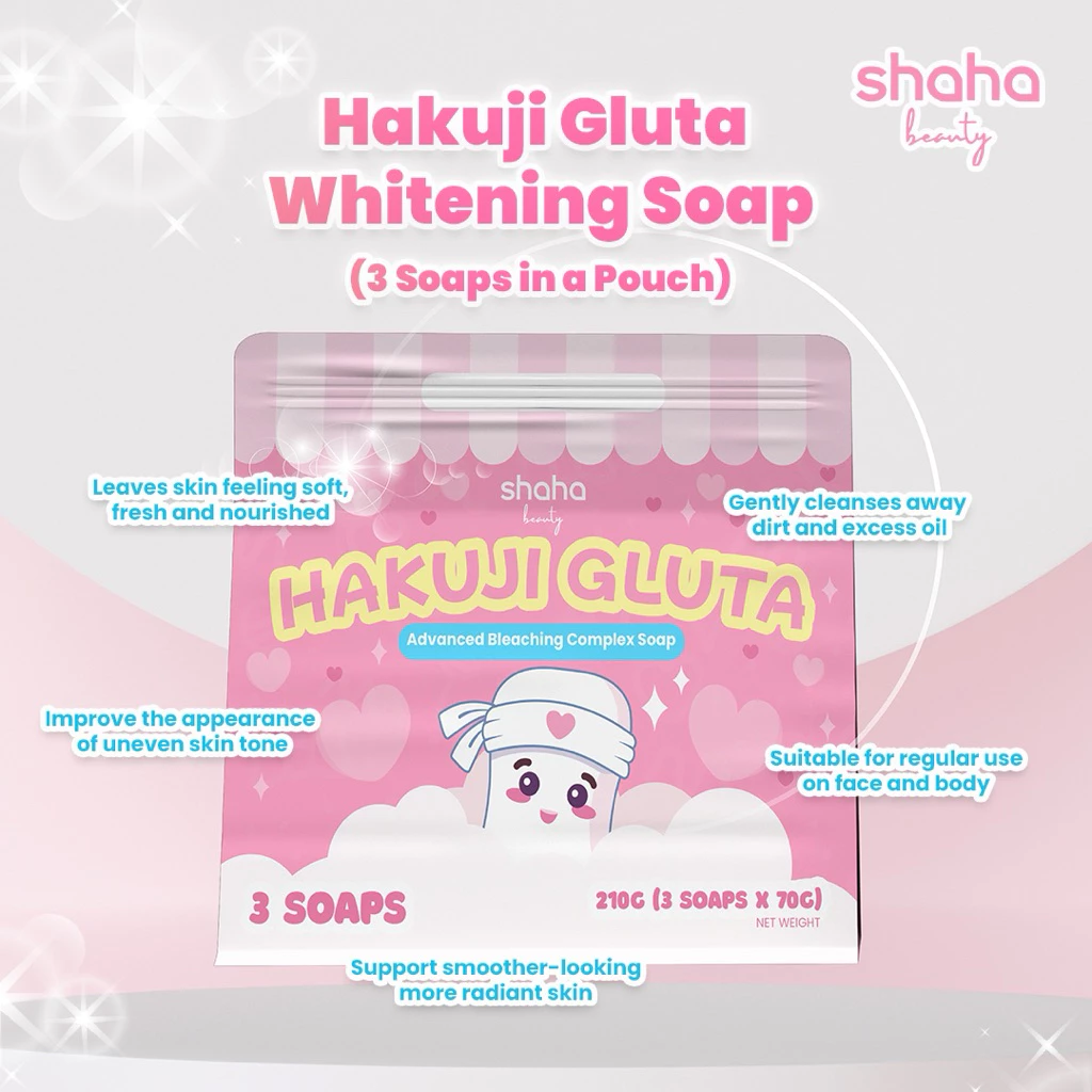 Shaha Beauty Hakuji Gluta Soap - 3 Bars × 70g (210g)