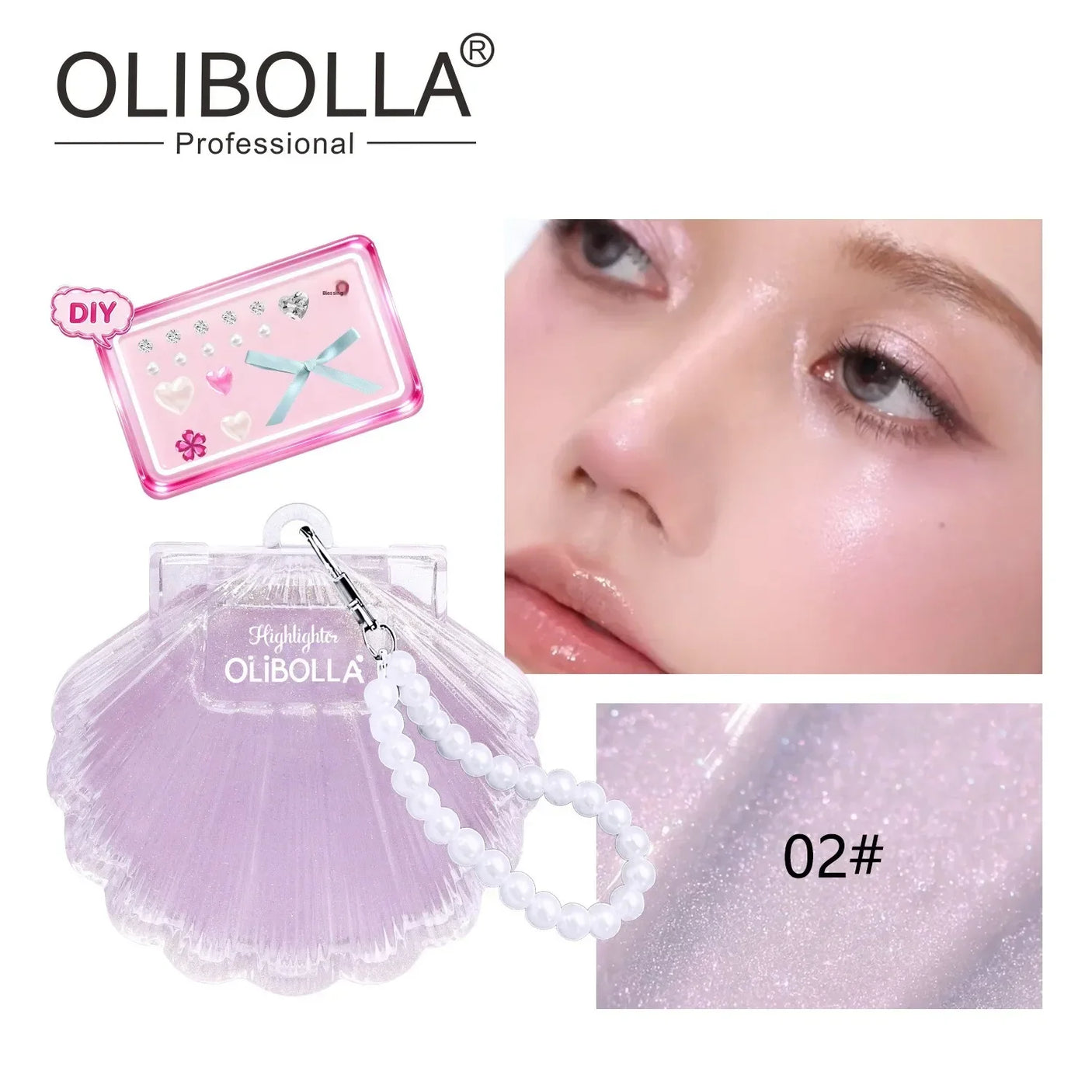 Olibolla Shell Bling 3D Highlighter Glitter Blush