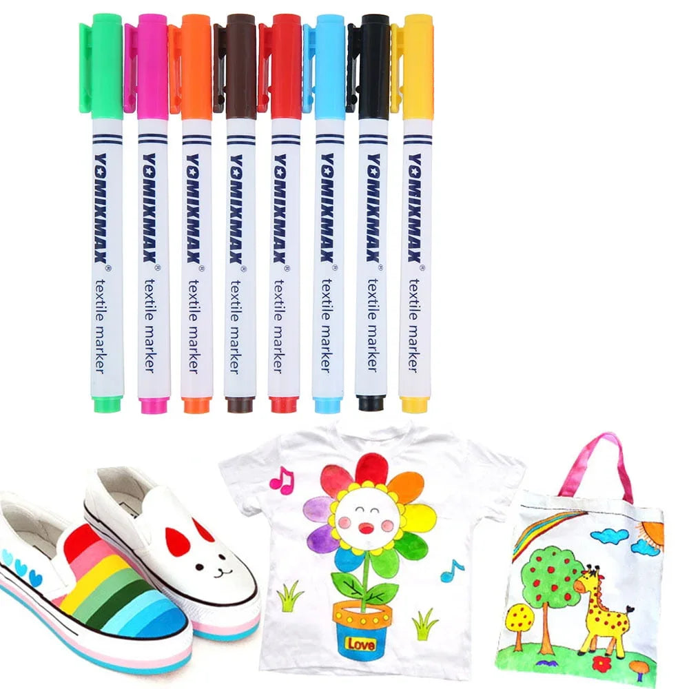 Yomixmax Waterproof Textile Marker & Colouring Pen 8 Colors DM-350