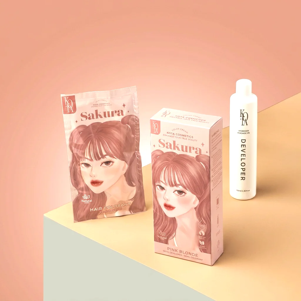Kota Cosmetics Sakura Thailand Hair Color Pink Blonde - 100ml + 100ml