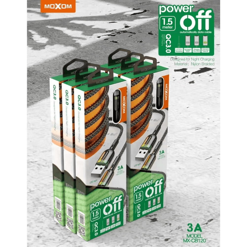 Moxom Auto Power OFF QC3.0 Type C Data Cable MX-CB120