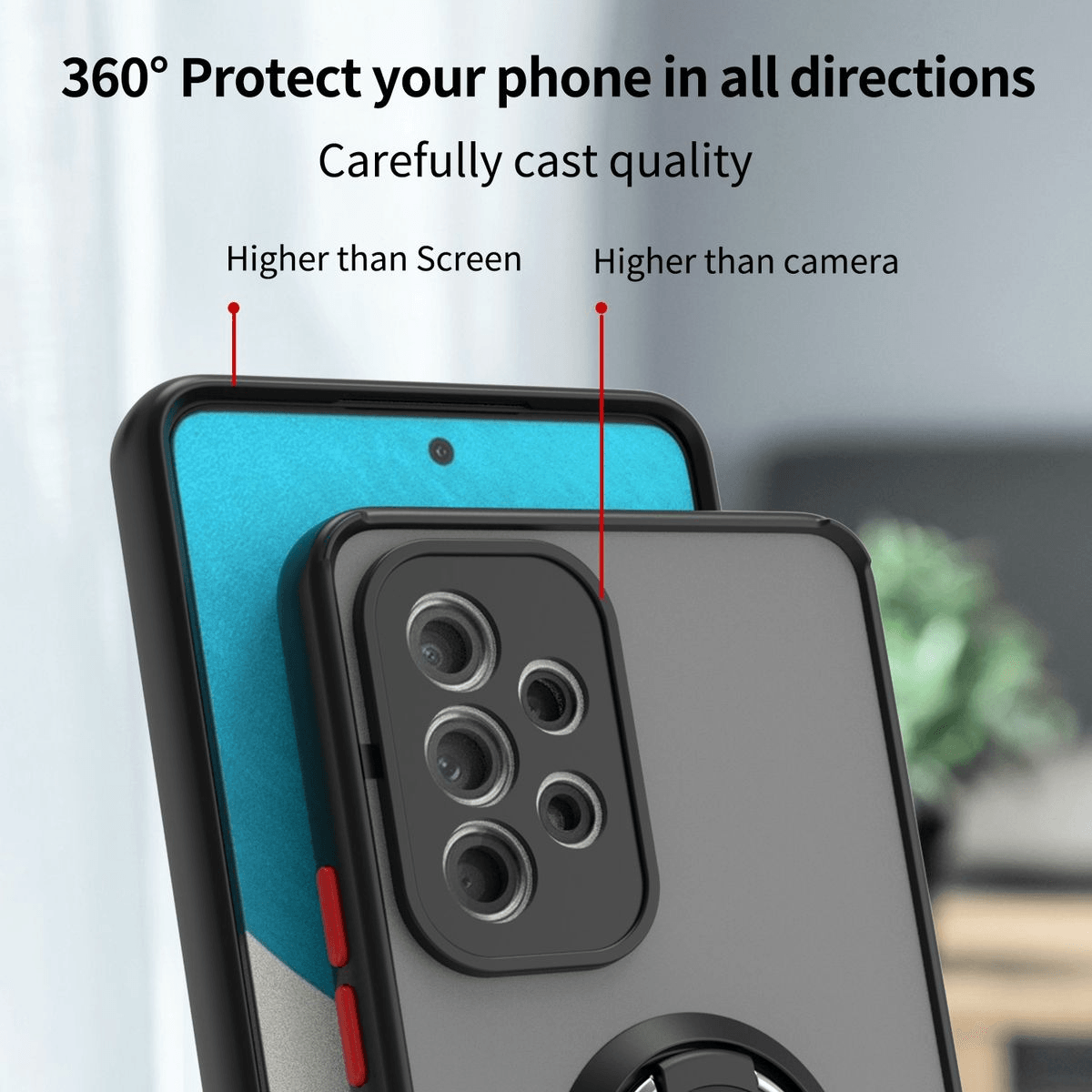 جراب Samsung A53 5G Fashion Smoke مع حامل حلقي