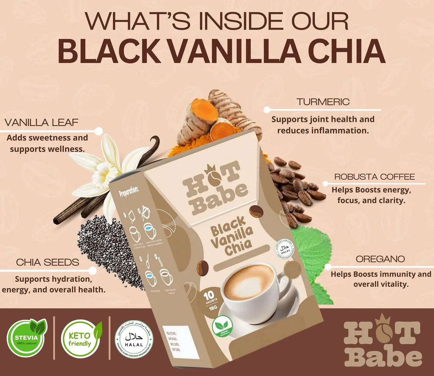 Hot Babe Black Vanilla Chia - 180g