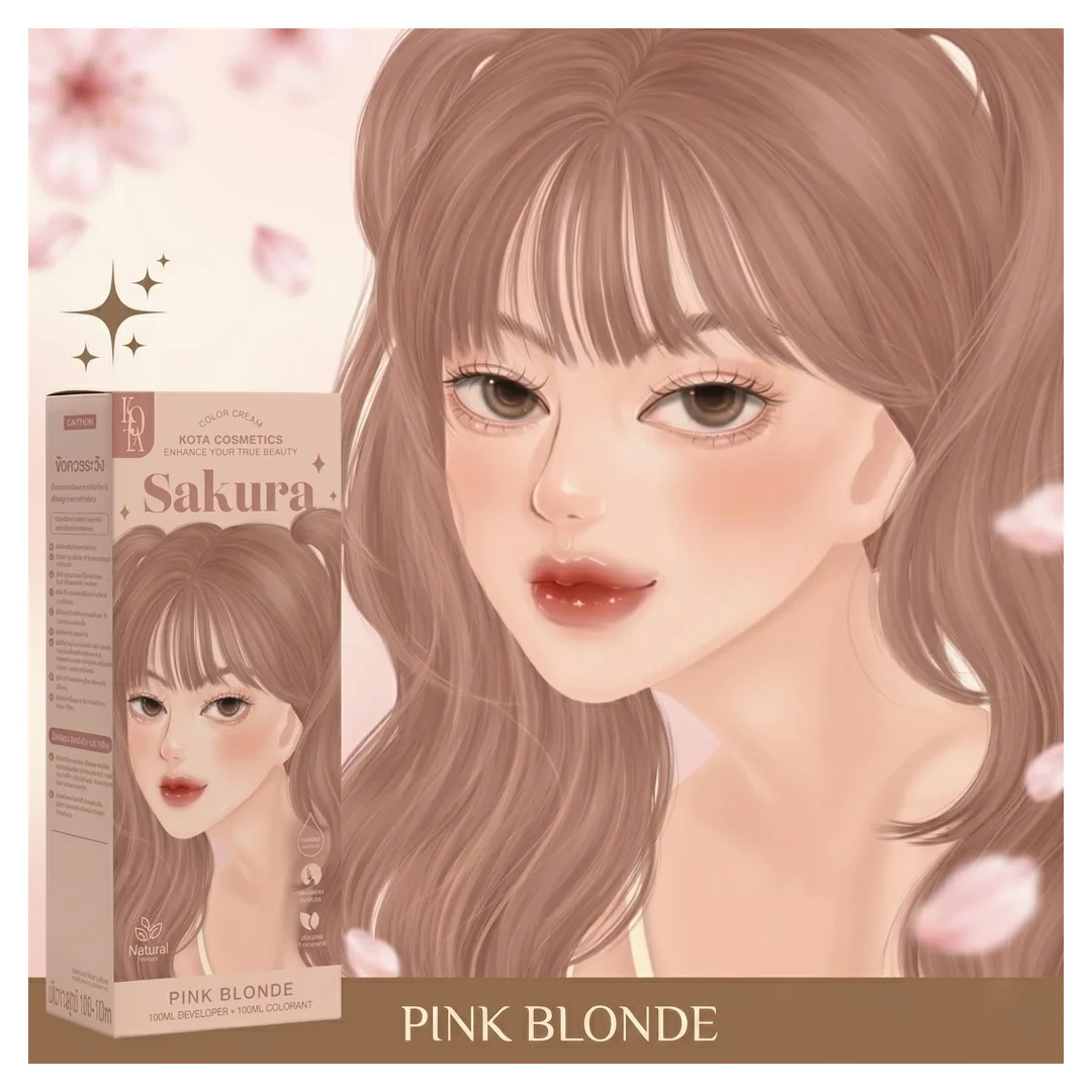 Kota Cosmetics Sakura Thailand Hair Color Pink Blonde - 100ml + 100ml