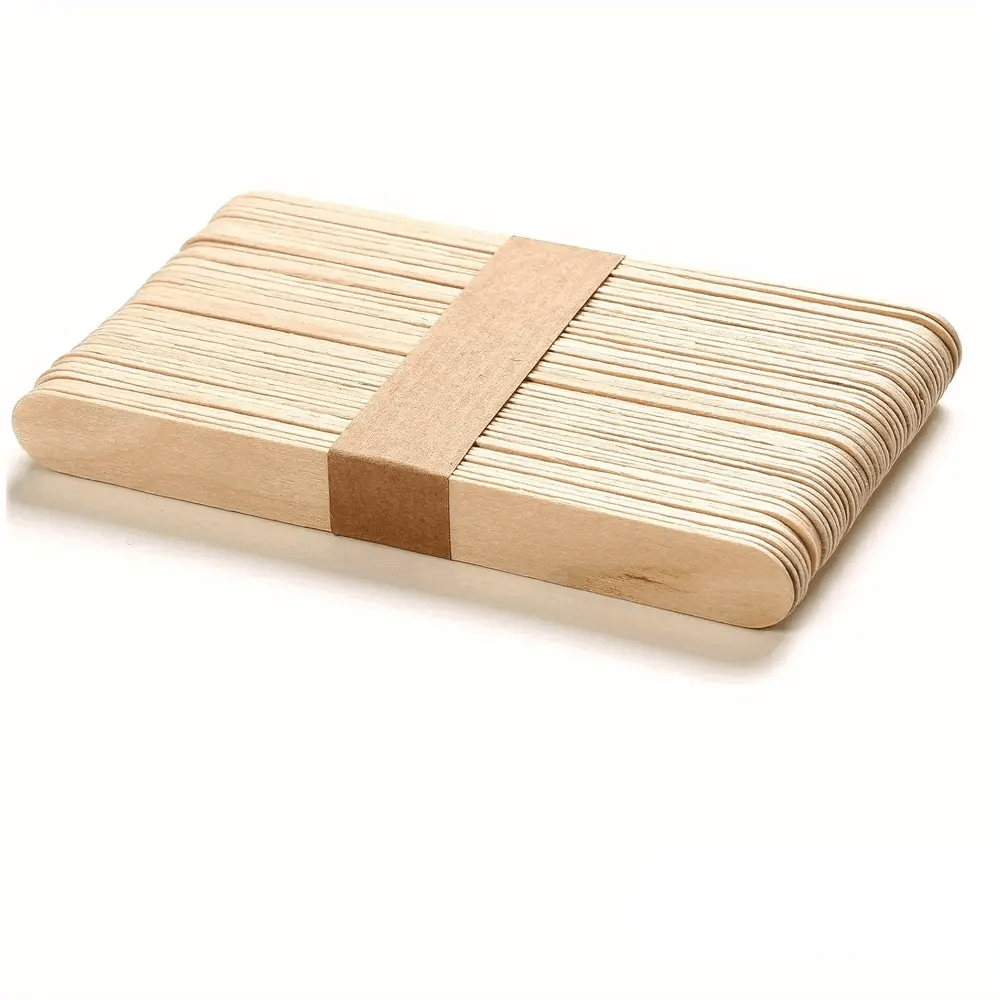 Waxing Natural Wooden Popsicle Sticks - 50Pcs