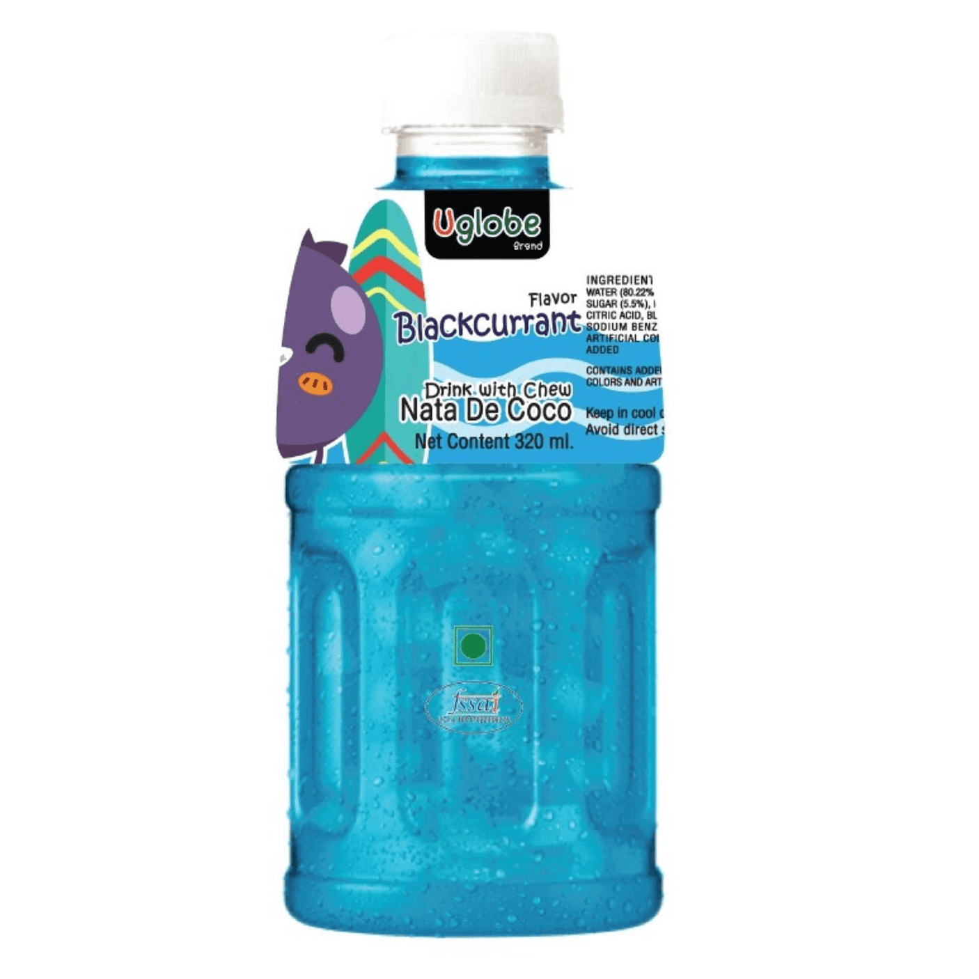 Uglobe Blackcurrant Juice Drink With Chew Nata De Coco - 320ml X 6 Pcs
