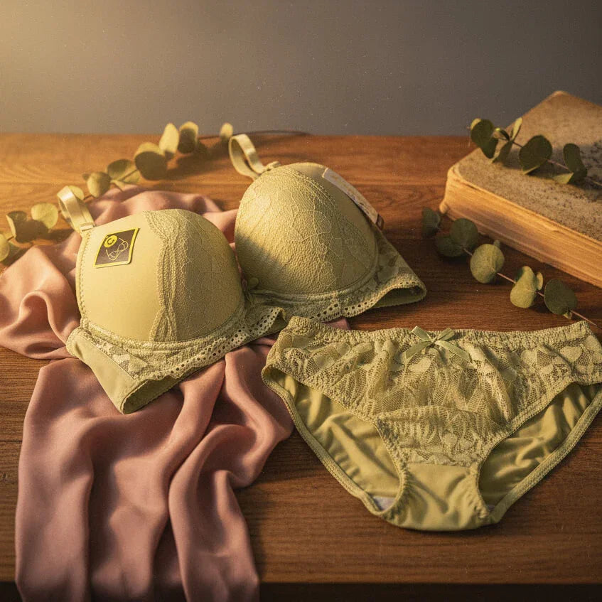 Kiamunashui Cotton Push Up C Bra & Panty Set - 792#