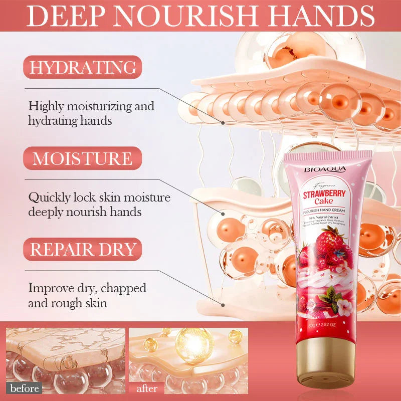 BIOAQUA Strawberry Cake Fragrance Nourish Hand Cream - 80g