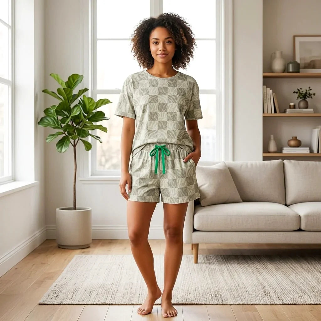 Trendy Cotton T-Shirt & Shorts 2pcs Set #7351