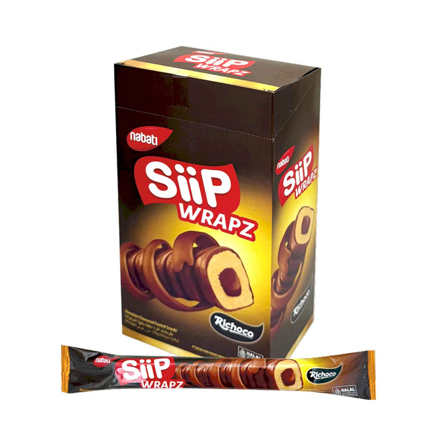 Nabati Siip Wrapz Richoco Chocolate Flavour - 14.5g × 12Pcs (174g)