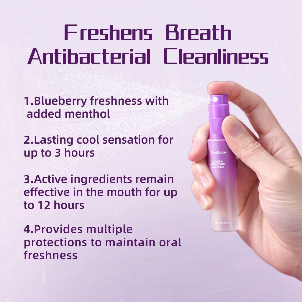 EvoSnow Blueberry Antibacterial Oral Spray - 15ml