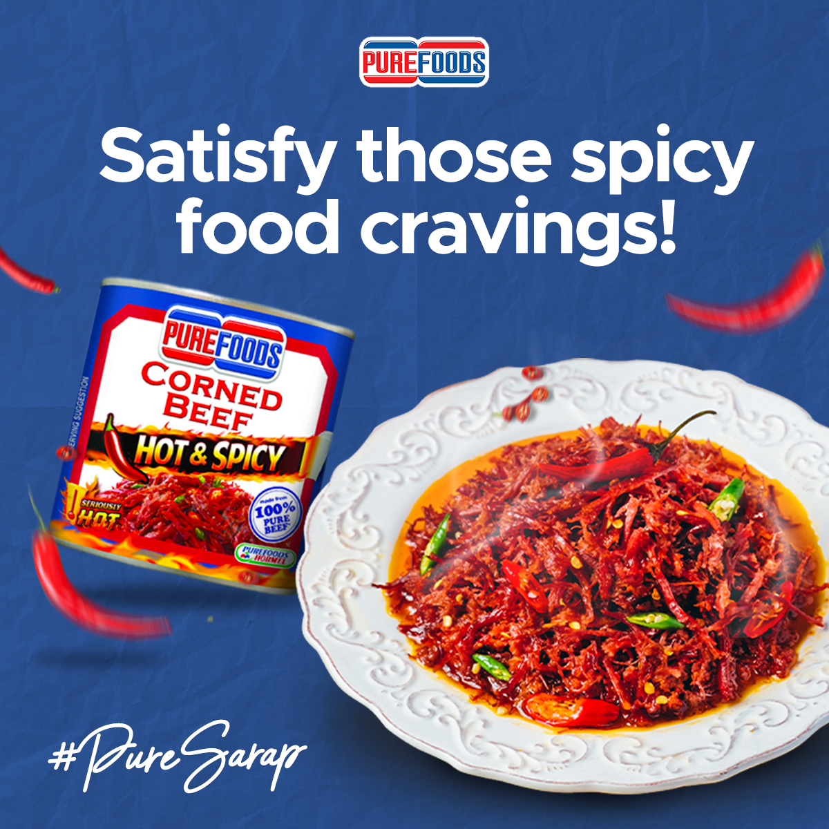 Purefoods Corned Beef Hot & Spicy - 210g