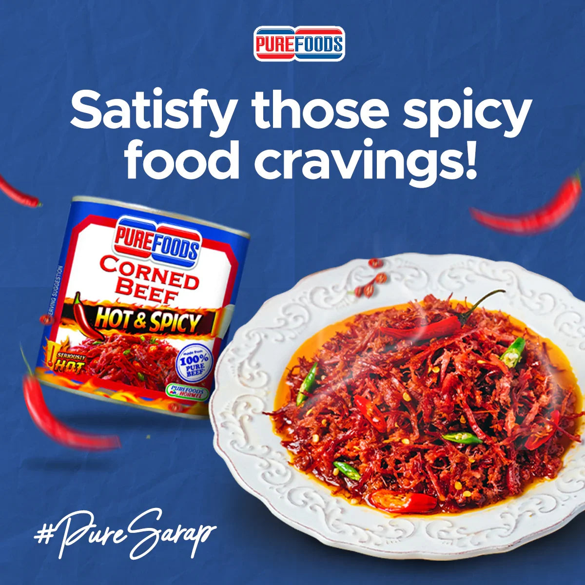 Purefoods Corned Beef Hot & Spicy - 210g