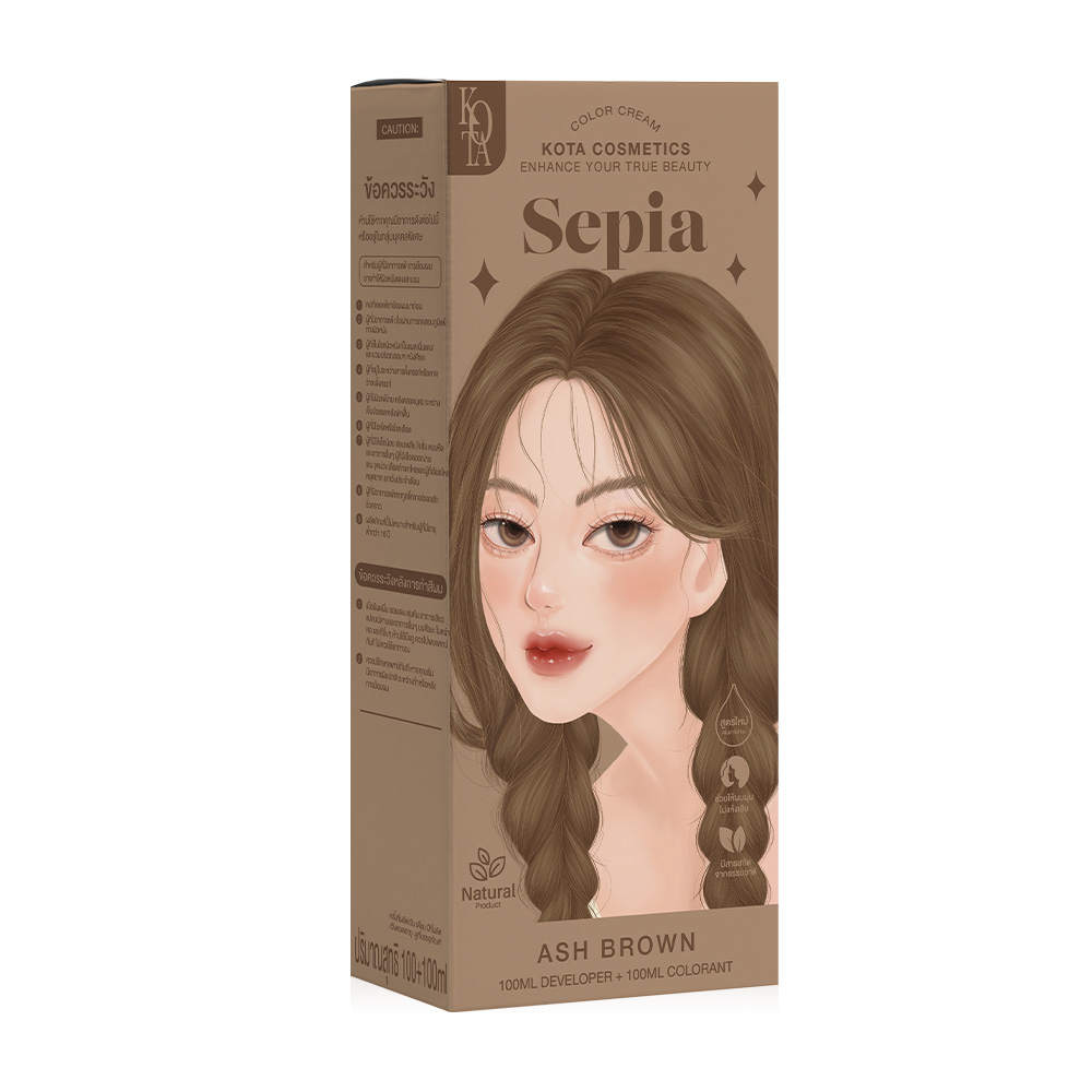 Kota Cosmetics Sepia Thailand Hair Color Ash Brown - 100ml + 100ml