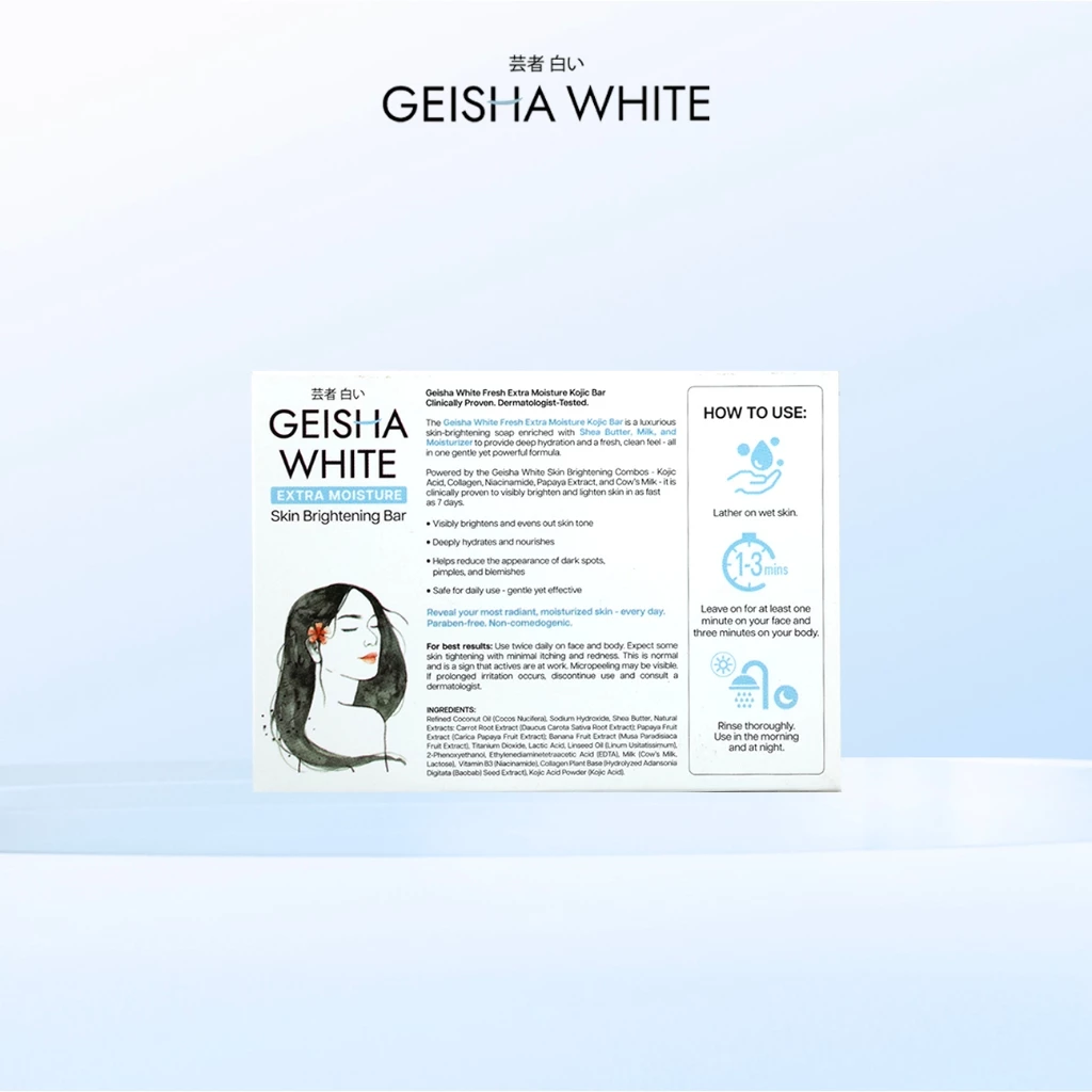 Geisha Soap Extra Moisture Skin Brightening Bar - 65g x 2Pcs