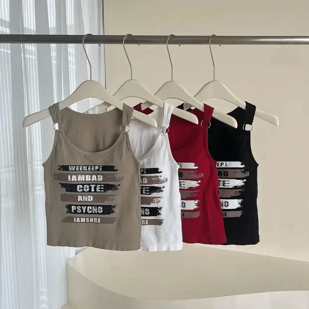 Camisoles With Chest Pad Sleeveless Streetwear Tank Tops - XW8884