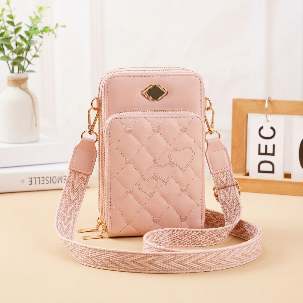 Women's Three Zipper Crossbody Wallet Bag - CB15023