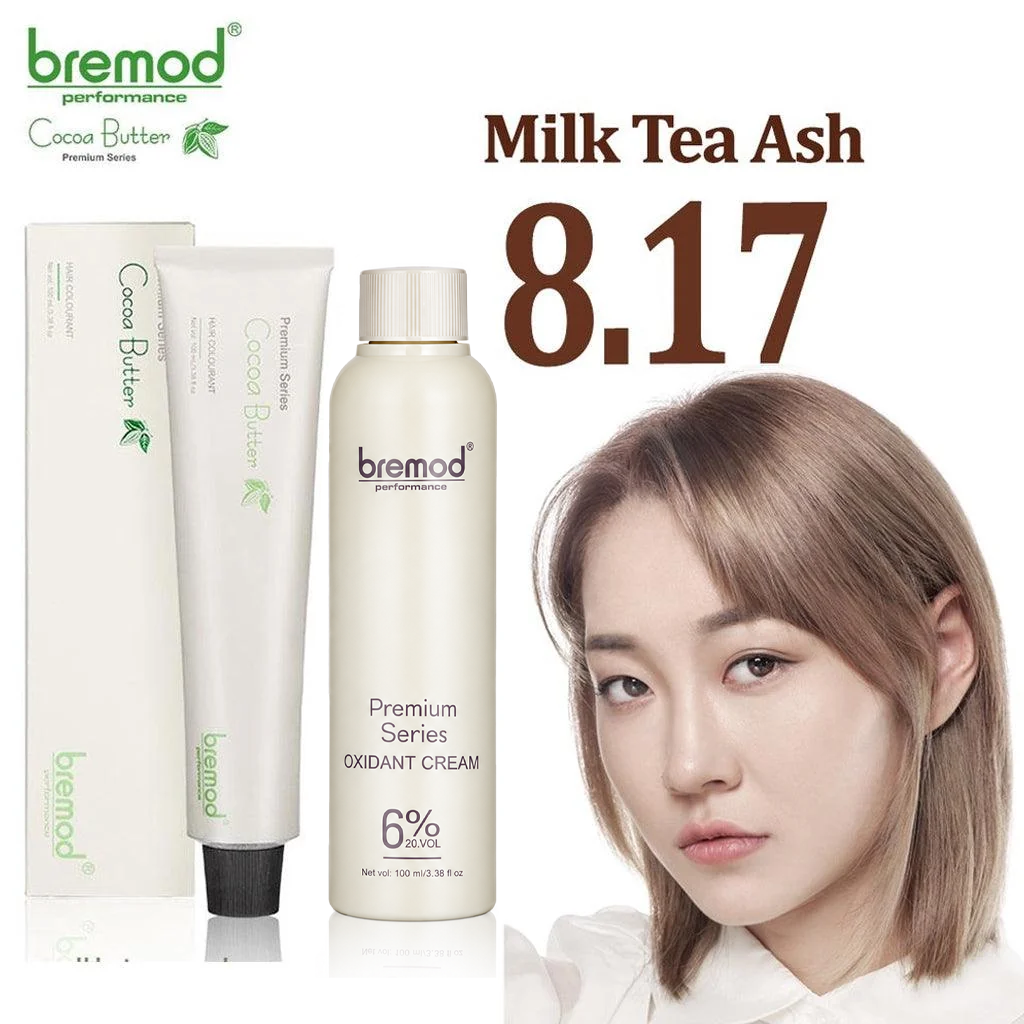 Bremod Performance 8.17 Milk Tea Ash Hair Color + Oxidant Cream - 100ml+100ml