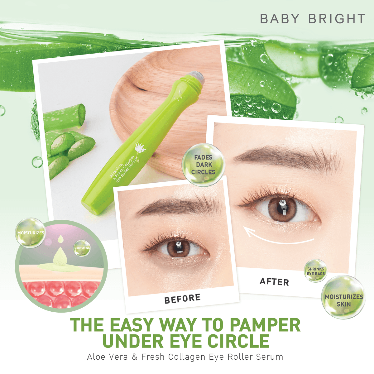 Baby Bright Aloe Vera & Fresh Collagen Eye Roller Serum - 15ml