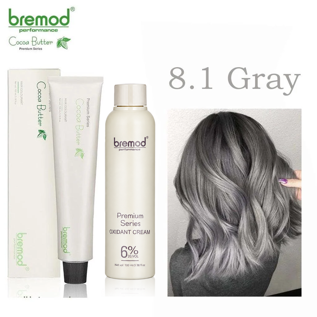 Bremod Performance 8.1 Gray Hair Color + Oxidant Cream - 100ml+100ml