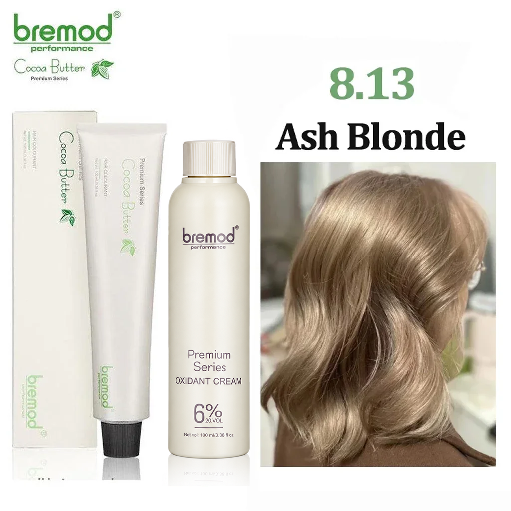 Bremod Performance 8.13 Ash Blonde Hair Color + Oxidant Cream - 100ml+100ml