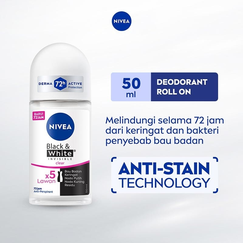 Nivea Black & White Invisible Clear Deodorant Roll-On 50ml