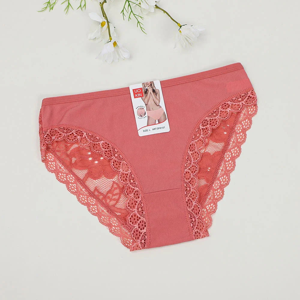 Uokin Organic Cotton Lace Briefs #A9030