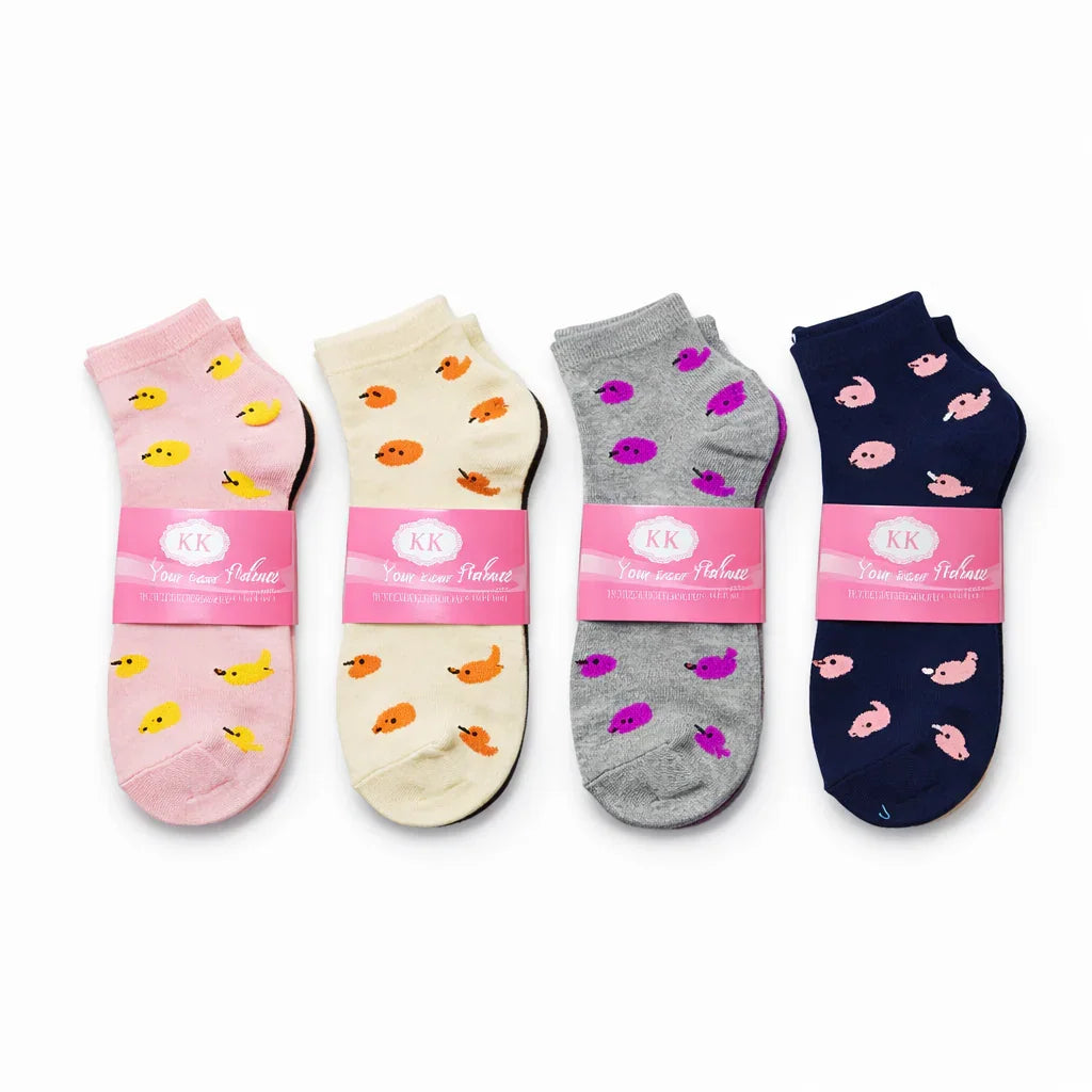 Cute Duck Printed Ankle Socks - 3 Pairs LM-31