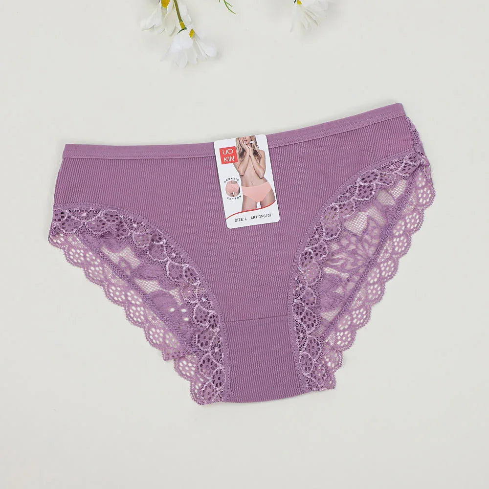 Uokin Organic Cotton Lace Briefs #A9030