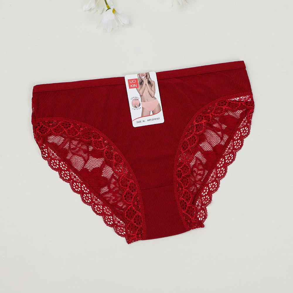 Uokin Organic Cotton Lace Briefs #A9030