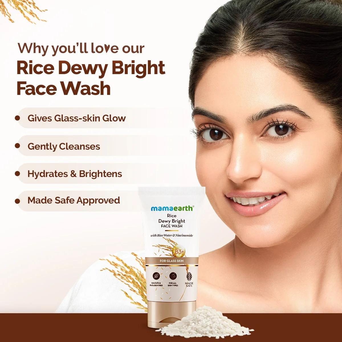 Mamaearth Rice Dewy Bright Face Wash - 100ml