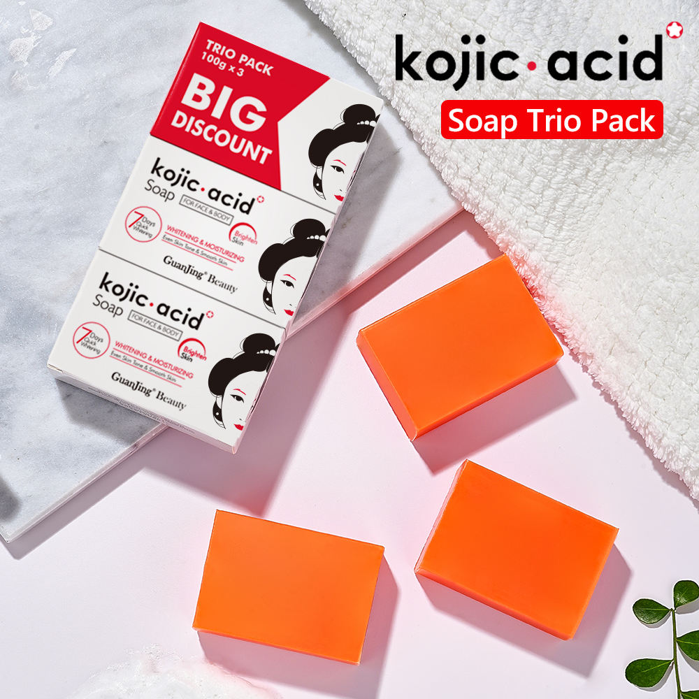 Guanjing Beauty Kojic Acid Soap For Face & Body - 100g (2+1) Offer